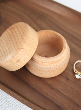 榉木首饰收纳盒木质复古精致便携实木盒戒指耳钉项链手链饰品盒子