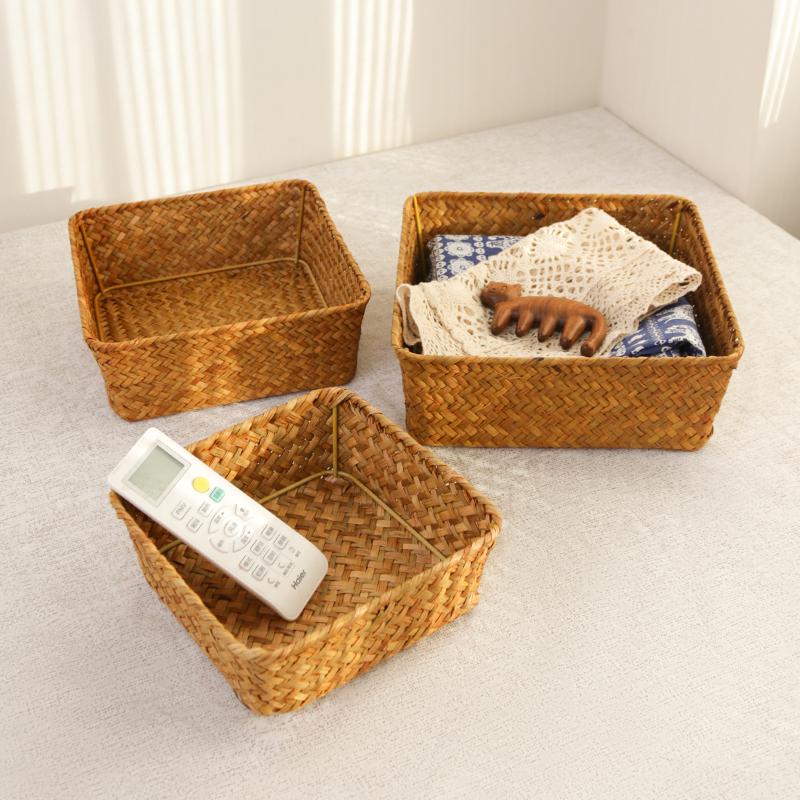 海草编织零食杂物收纳筐