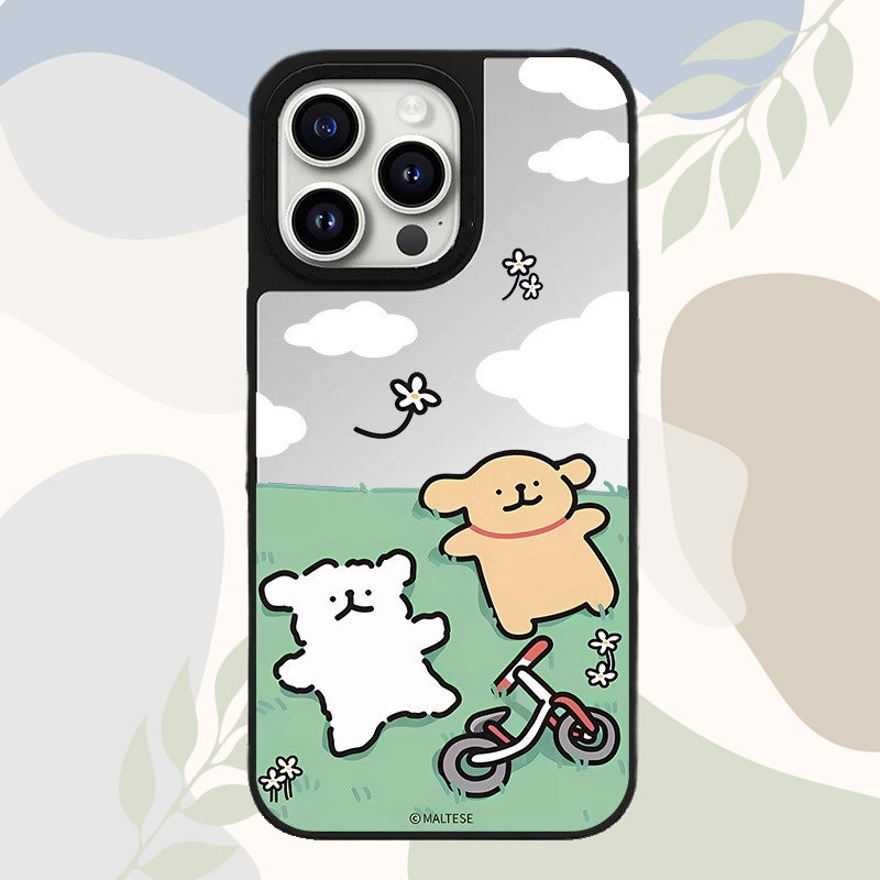 CASETi联名单车线条小狗适用于苹果16Promax手机壳镜面磁吸防摔iPhone15plus/14pro/13/12保护套FY华强北潮牌