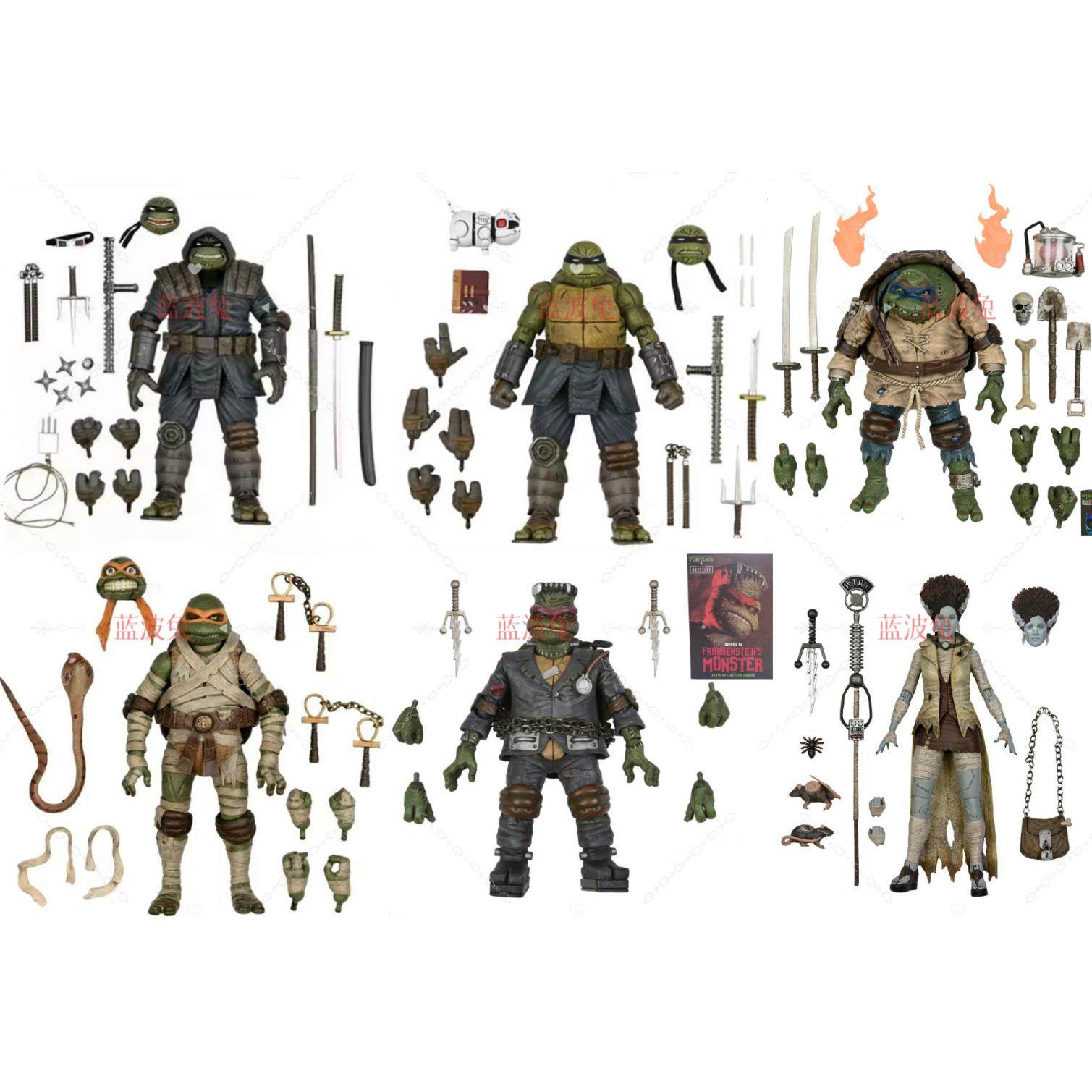NECA忍者神龟手办玩具机甲摆件模型的浪人环球怪物木乃伊