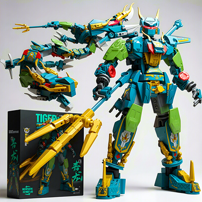 青龙机甲拼装积木模型机器人