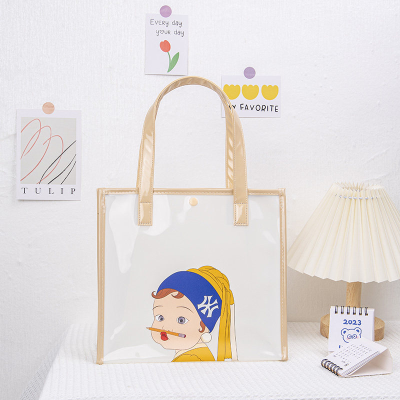 卡通pvc透明手提果冻包大容量防水礼品袋高档购物袋学生通勤书包