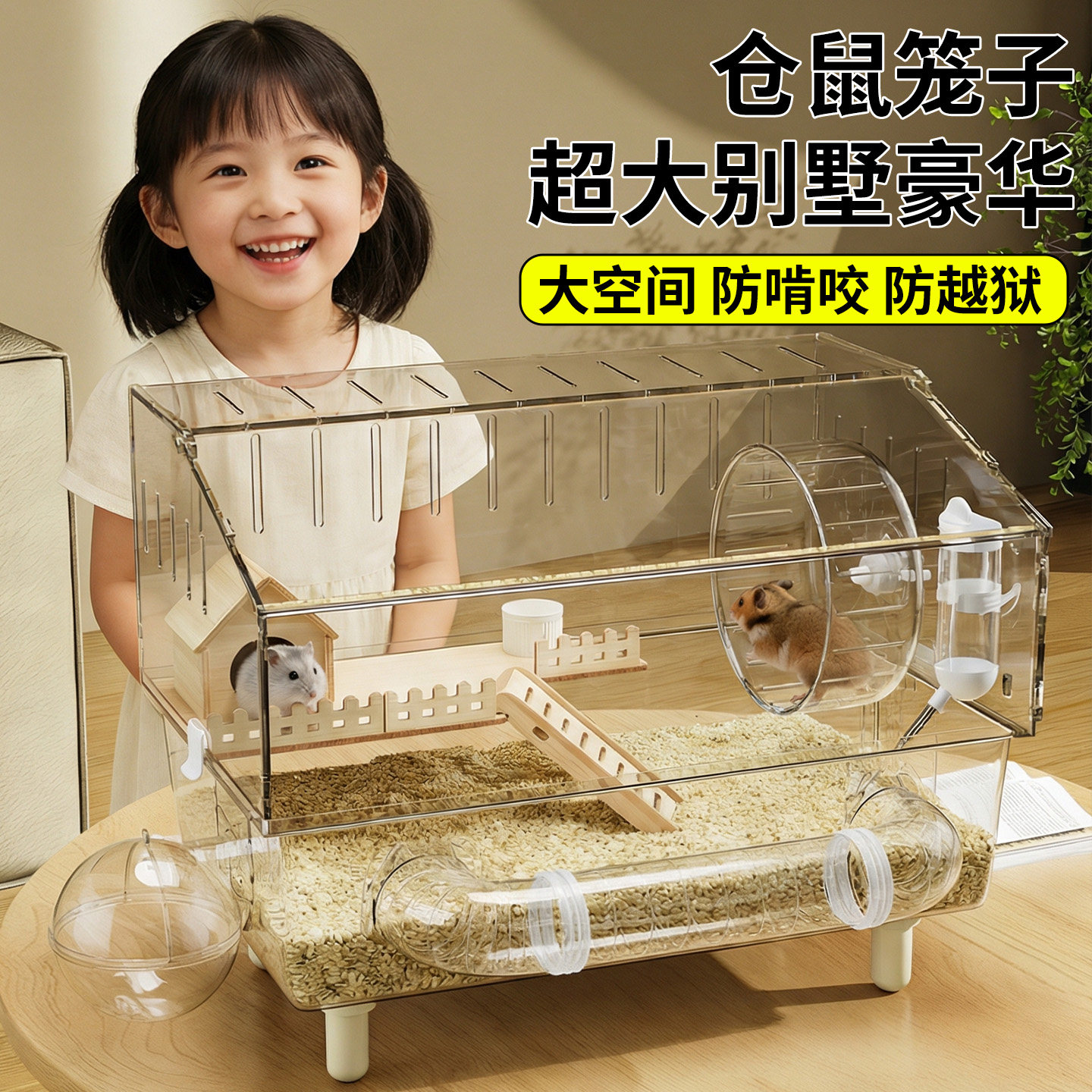 金丝熊仓鼠笼子超大别墅豪华专用亚克力透明防啃咬易清理特大号房