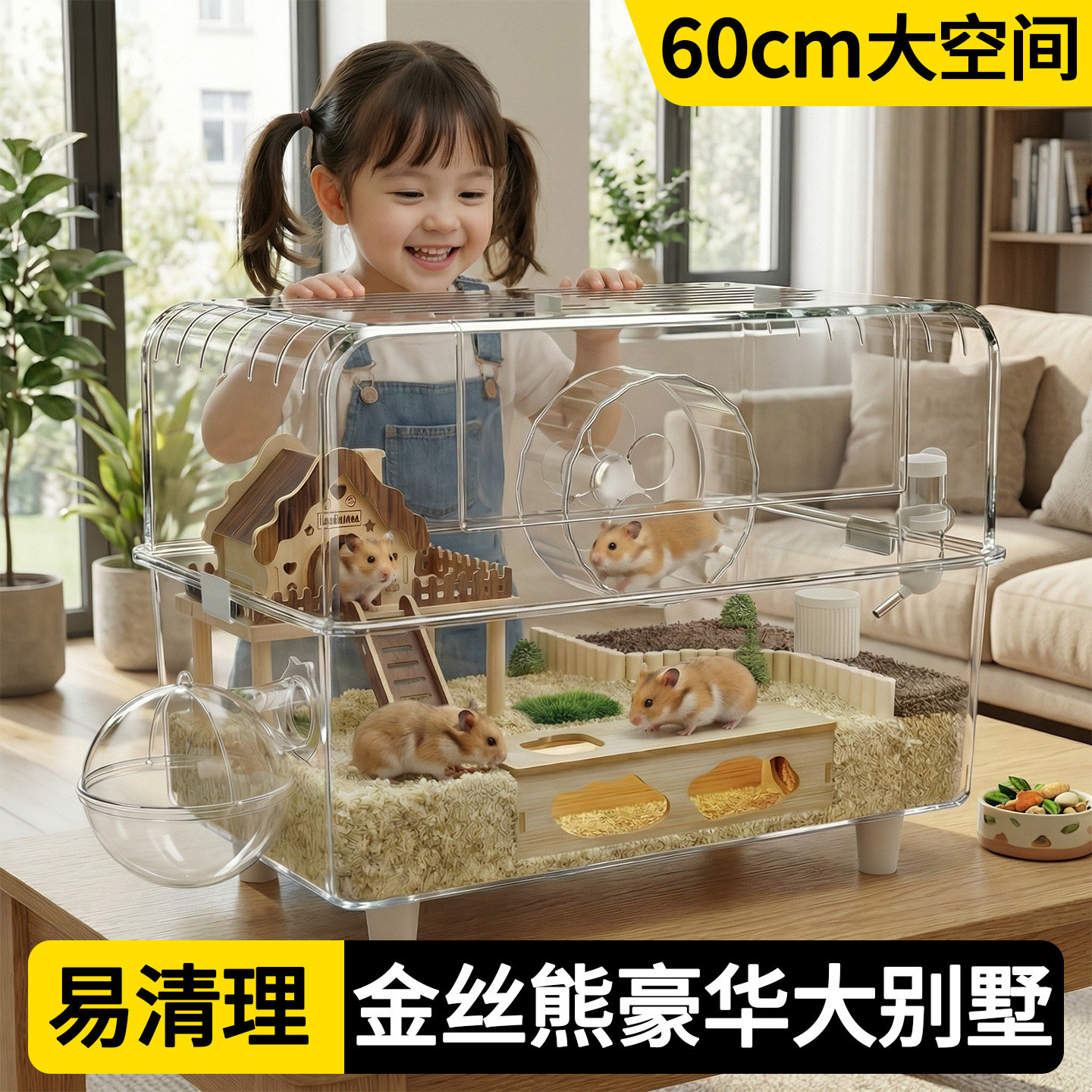 金丝熊豪华大别墅仓鼠笼子60cm专用亚克力透明超大便宜易清理房子,宠物/宠物食品及用品,笼子,淘宝优惠券,粉丝福利购,淘宝优惠卷