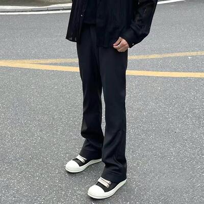 马吉拉风格VUJADE黑色微喇叭裤西裤vibe高街长裤cleanfi丁字裤子