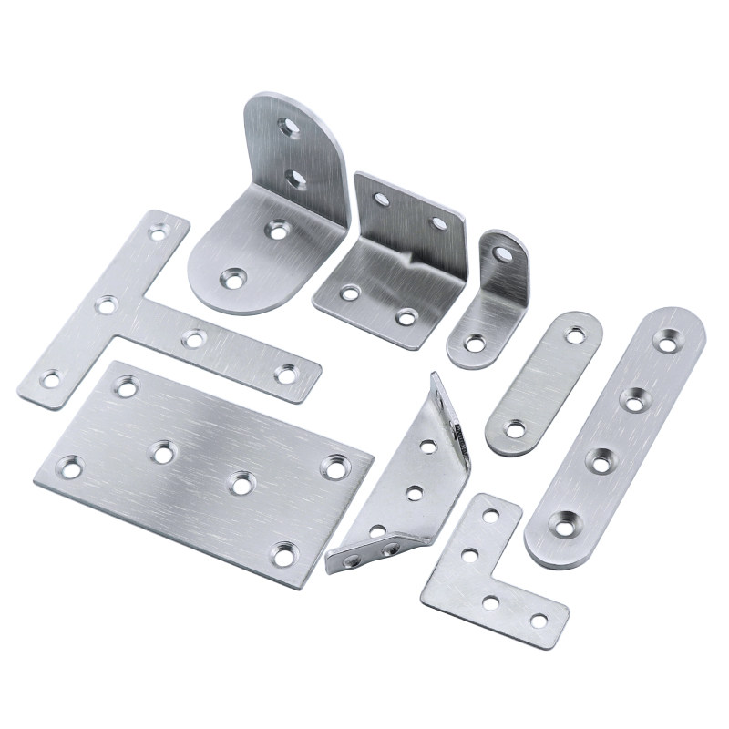 加厚不锈钢角码90度直片加固定角铁t形三角支架层板托银色连接件