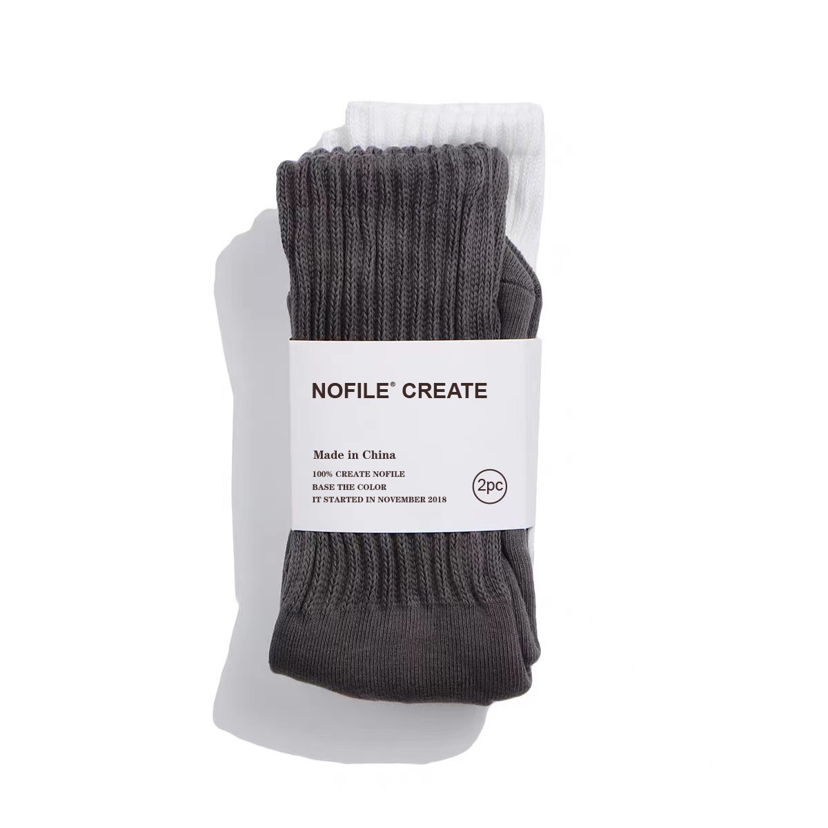 NOFILE LIFE 日系休闲中长筒纯棉袜子运动袜潮流长袜两双装