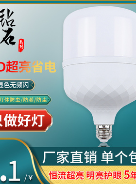 led灯泡e27螺口节能灯超亮家用30瓦60w大功率白光工厂车间照明灯