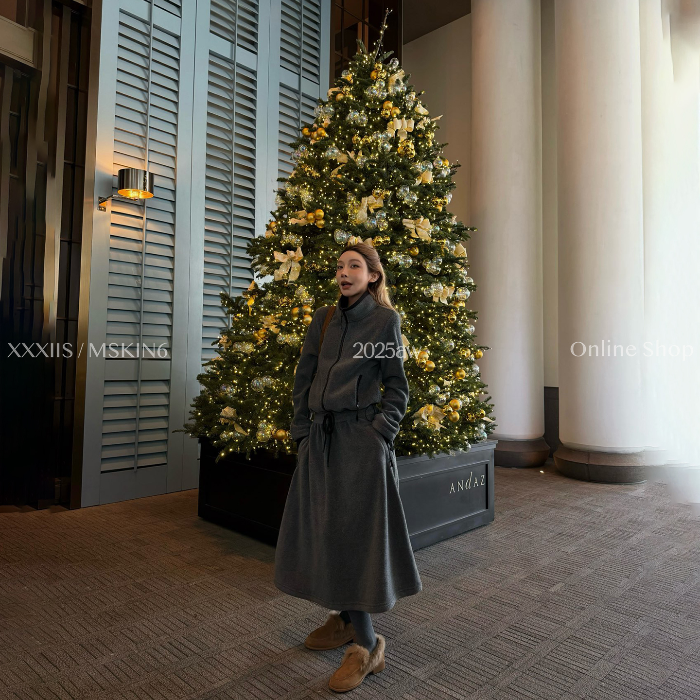 秋冬摇粒绒双腰头A版半裙女ins风