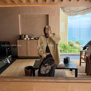 MSKIN6春夏新款复古两面穿衬衫外套女宽松纯棉格纹慵懒百搭显瘦