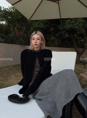 MSKIN6秋冬隐形扣羊毛开衫女100%羊毛厚实保暖显瘦通勤百搭新款