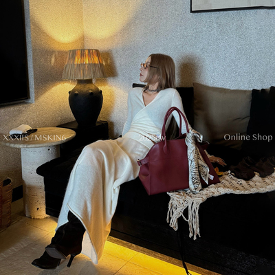 羊毛混纺交叉绑带毛衣女温柔