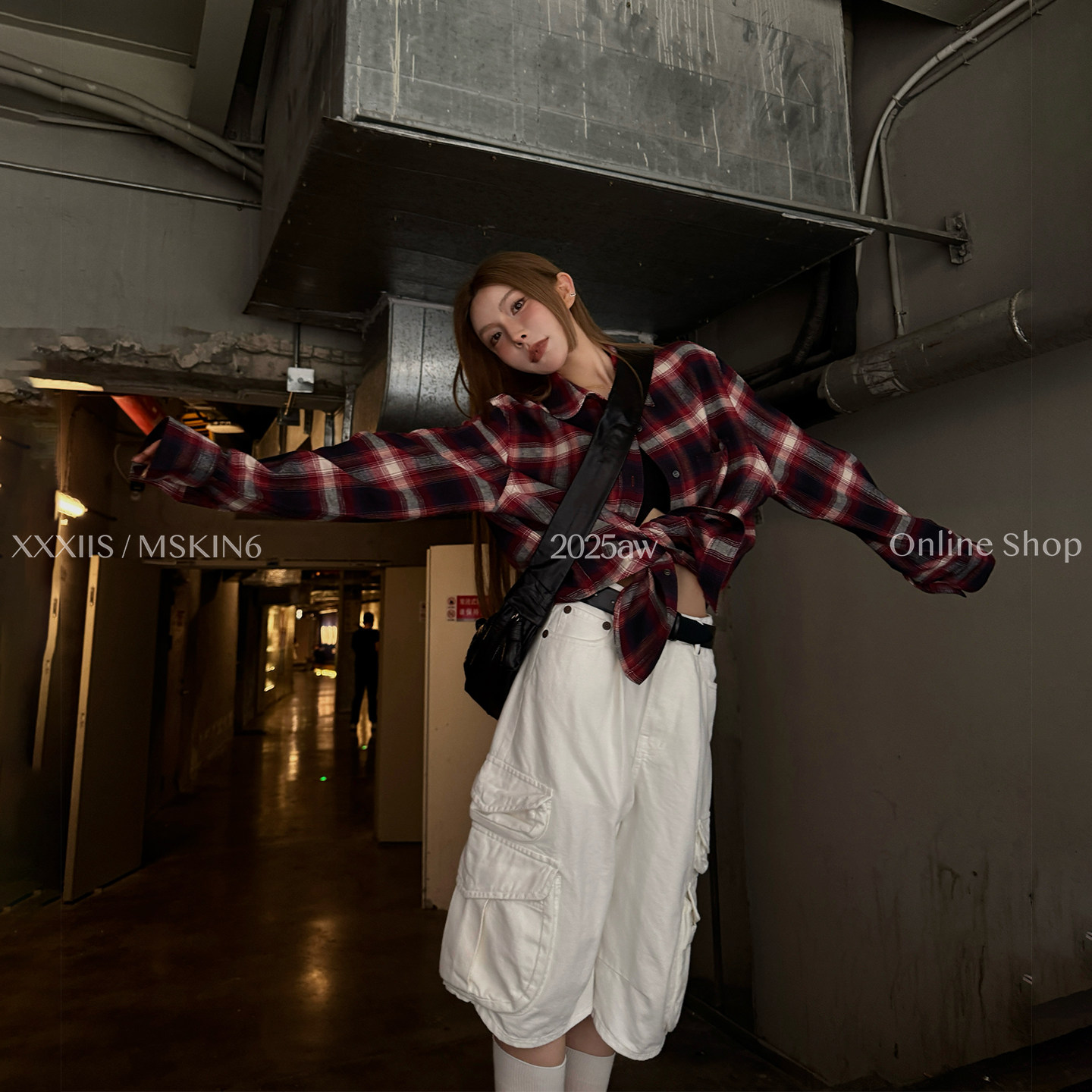 早秋复古格子衬衫女宽松百搭长袖