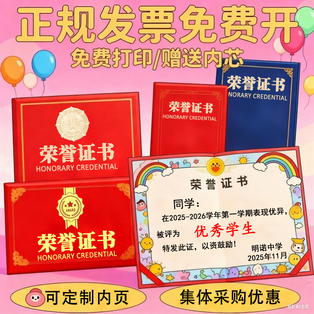 a4奖状保护套高档高档荣誉证书外