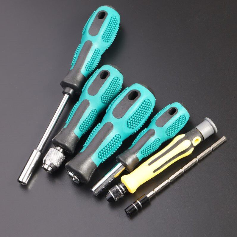 自锁螺丝刀手柄6.35mm六角批头可快换脱组合起子把手包胶按摩握把