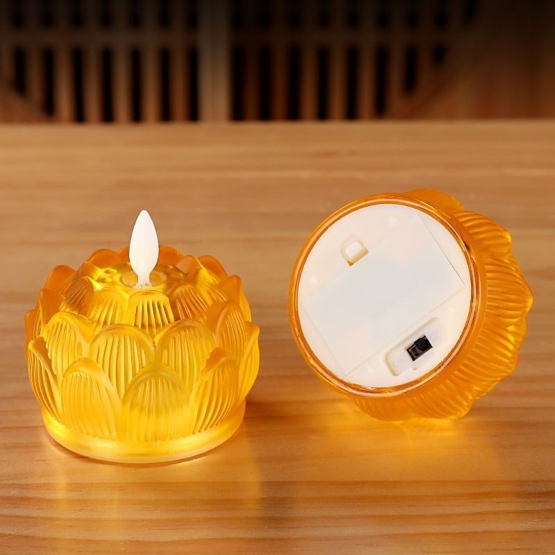 琉璃莲花电子供佛灯LED仿真蜡烛家用供佛观音菩萨长明灯小荷花灯