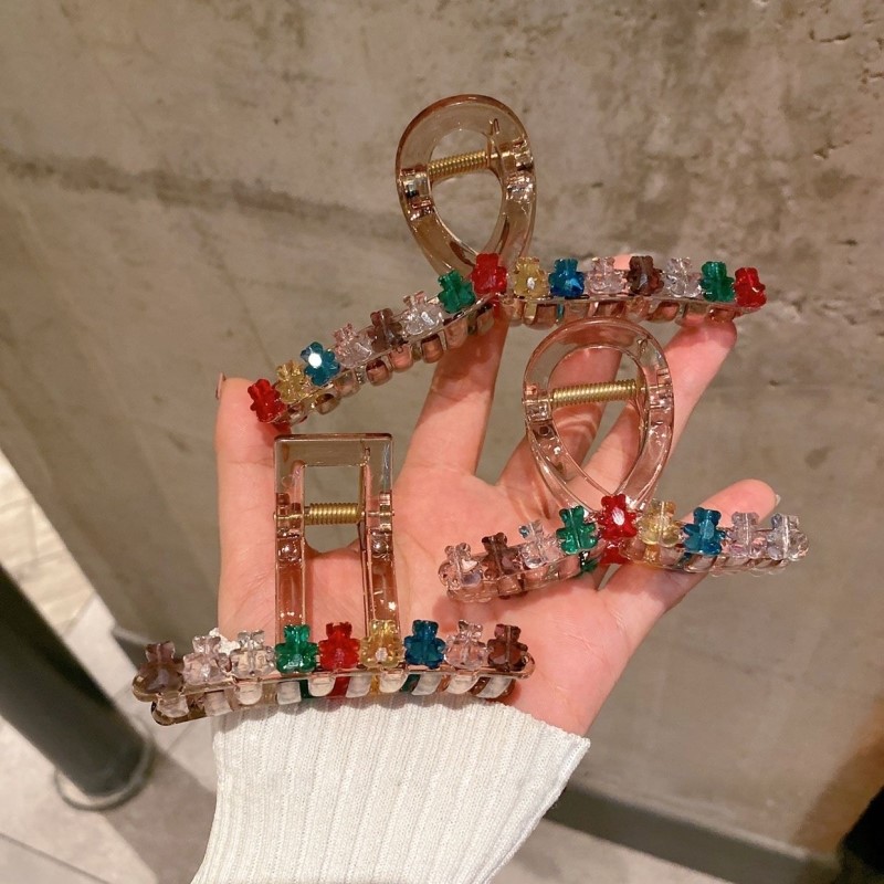 抓夹女彩色水晶亚克力发夹后脑勺