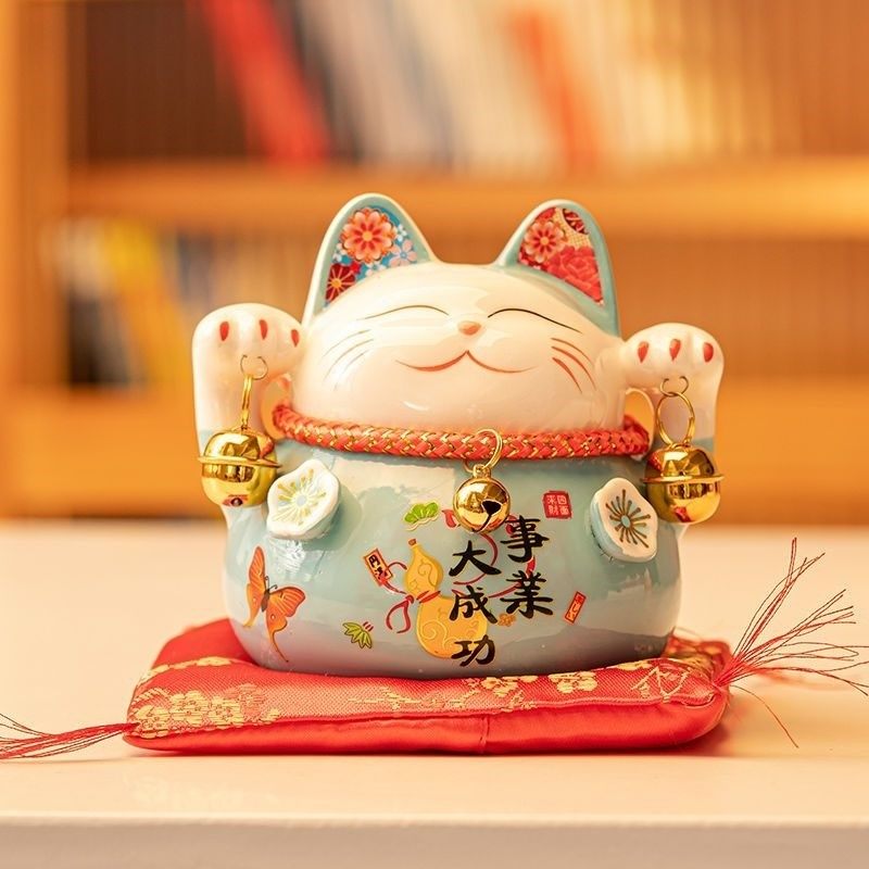 招财猫存钱罐日式创意小摆件陶瓷迷你店铺开业收银台可爱生日礼物