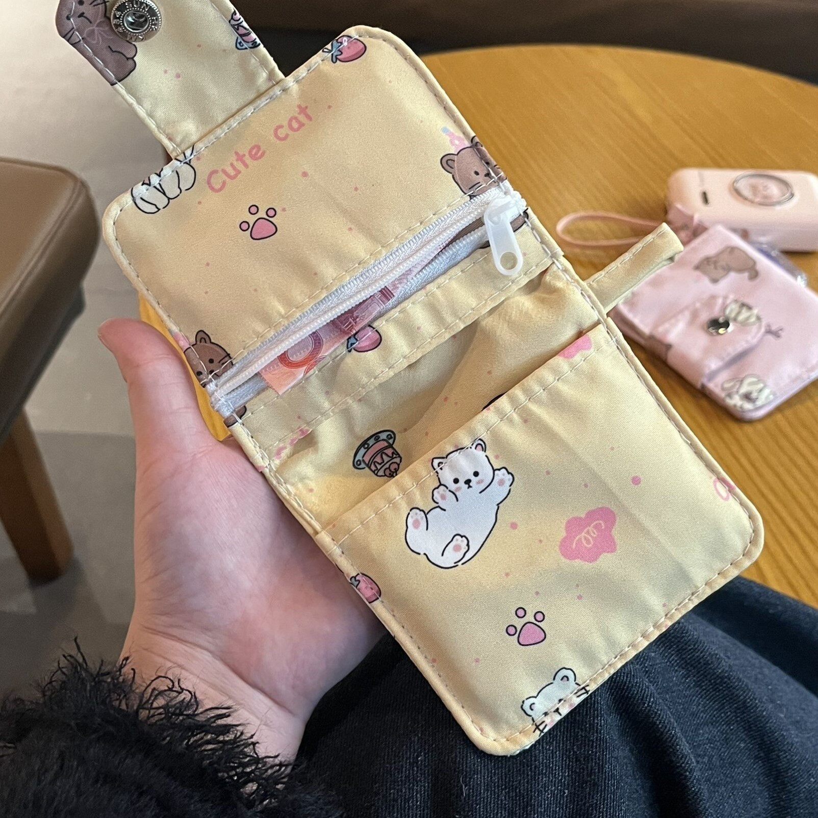 ins风可爱小清新卡通零钱包学生钥匙包毛绒短款硬币包卡包