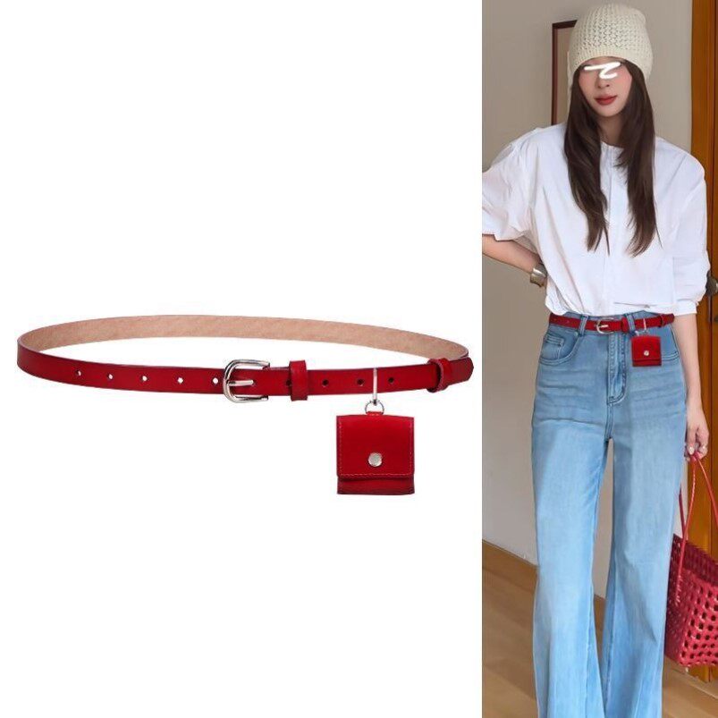 裙子细腰带高级感百搭美式高街复古皮带女款配牛仔裤腰间配饰腰包