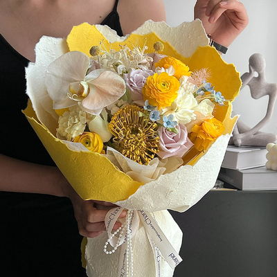 手撕东巴纸花束包装纸鲜花花瓣纸白色艺术手工diy花艺包花材料