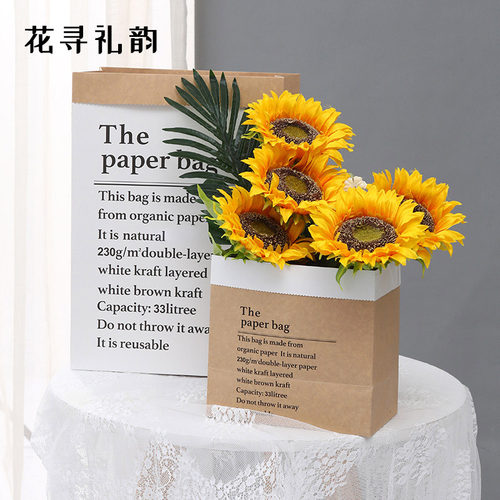 ins网红手提牛皮纸袋鲜花