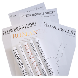 简约网红纸鲜花包装纸花束英文字母背景白色花艺包花diy材料全套