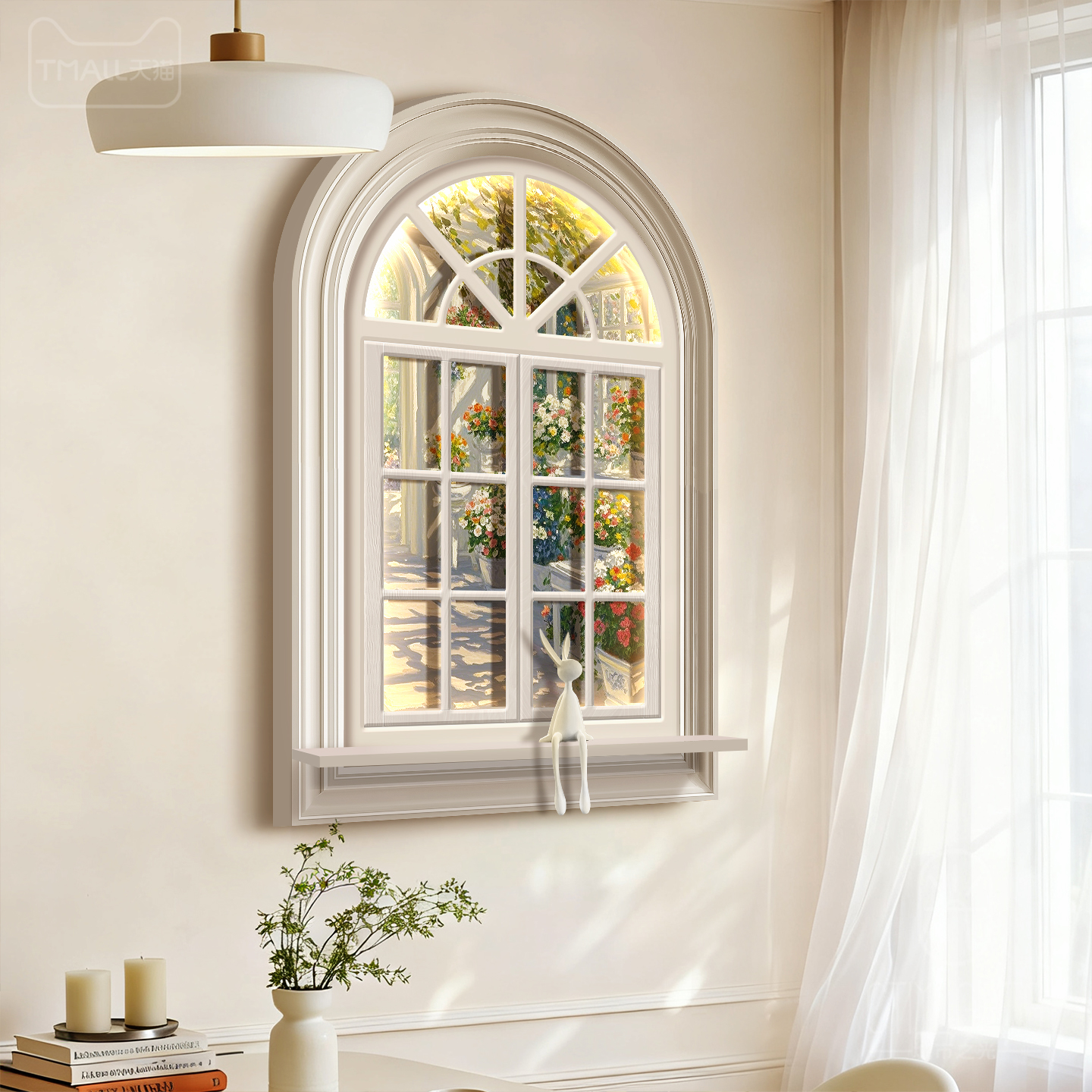 假窗户客厅装饰画发光