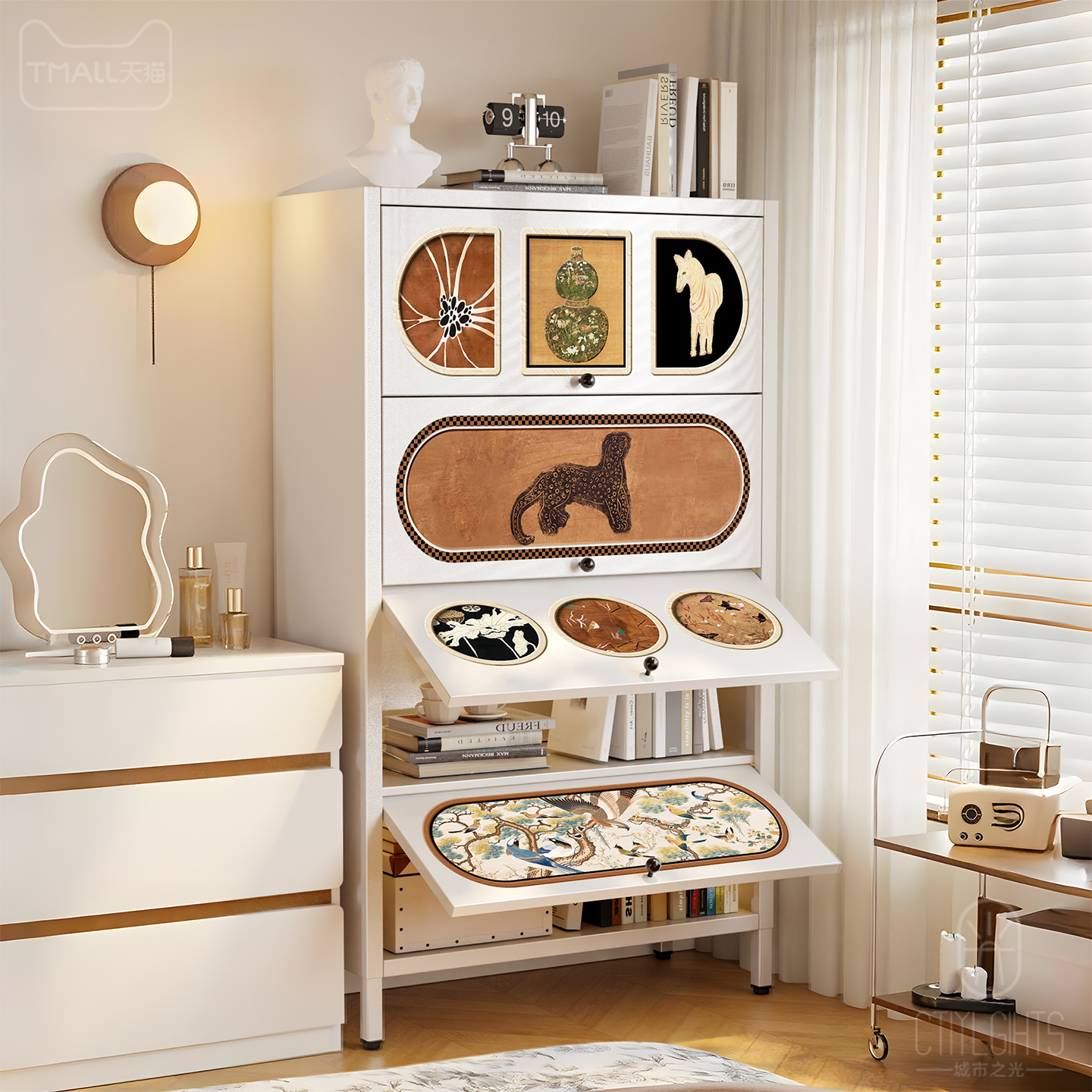 钢制带门收纳柜子儿童书架储物柜