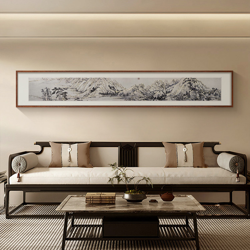 《元代 黄公望 富春山居图》铜雕画手工錾刻客厅沙发背景墙壁挂画