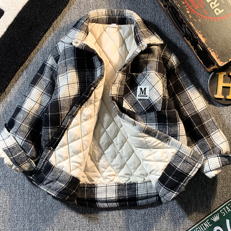 男童衬衫夹棉加厚冬季加棉