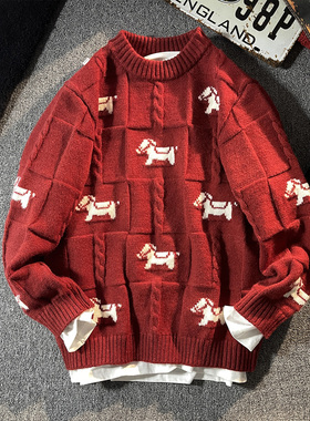 男童毛衣红色马年儿童本命年冬装套头针织衫洋气冬季内搭线衣911