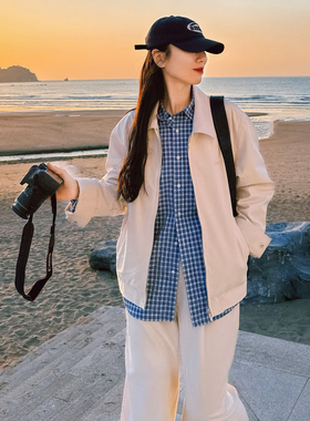 DRINTO复古韩系休闲夹克巴恩风设计感外套宽松通勤风衣淡人穿搭