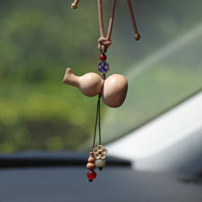 出入平安桃木葫芦汽车挂件朱砂珠车载后视镜挂饰装饰品车内吊饰