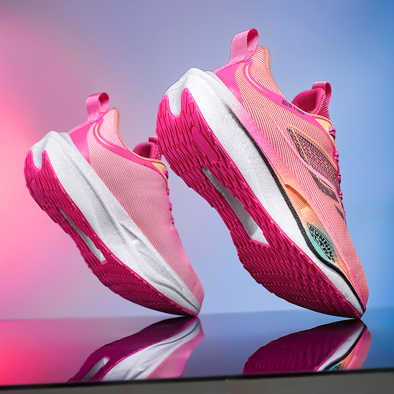 初中女生专业超轻碳板跑鞋春秋飞织透气爆米花减震跳绳体测运动鞋