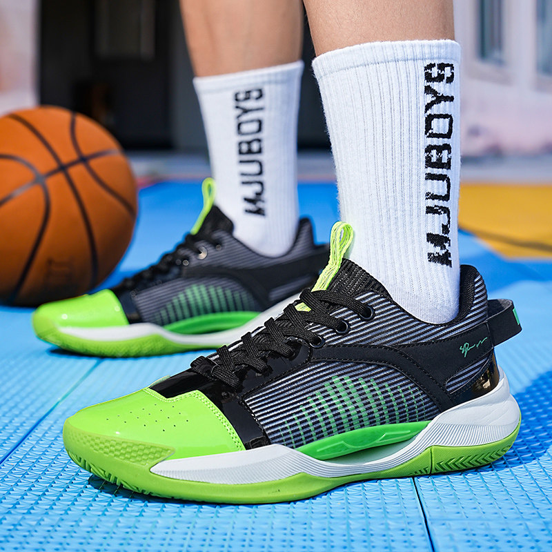实战低帮篮球鞋男女防滑耐磨减震轻便软底皮面学生运动鞋大码战靴