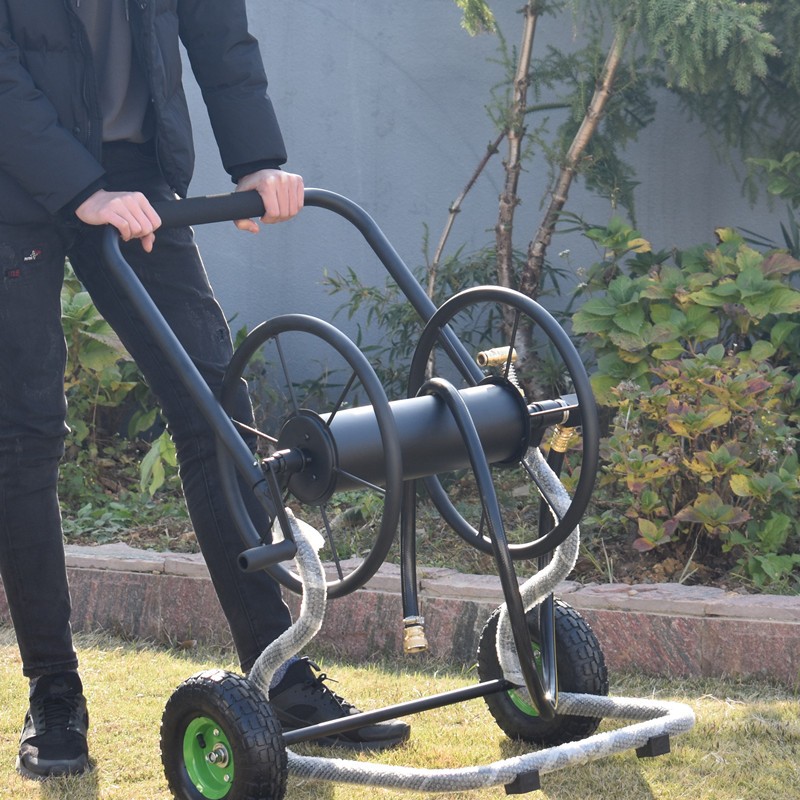 弘晨大型轮式手推金属水管收纳车架 水管车100米洗车浇花园林园艺