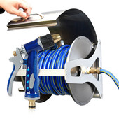 弘晨壁挂式 带盖水管收 不锈钢水管车架卷管器家用洗车浇花水枪套装