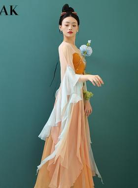 GSAK敦煌飞天改良汉服撞色齐胸假两件西域异域风情仙气显瘦套装女