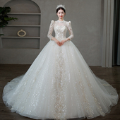 纱 奢华重工蕾丝宫廷风迎宾仪式 婚纱2026新娘主婚纱长袖 出门纱法式