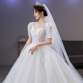 高级简约蕾丝迎宾纱 法式 复古大拖尾主婚纱 新娘主纱 婚纱2026新款