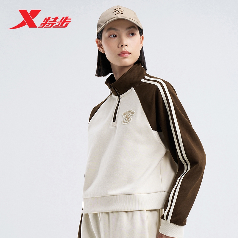 特步套头卫衣女2024冬季新款