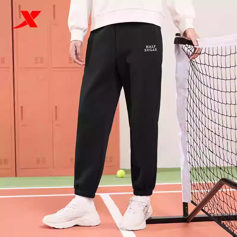 特步运动长裤女2024秋季新款撞色宽松休闲女裤运动裤976128630006