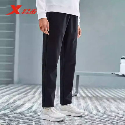 特步梭织运动长裤女2025冬季新款直筒加厚保暖运动裤976428980122