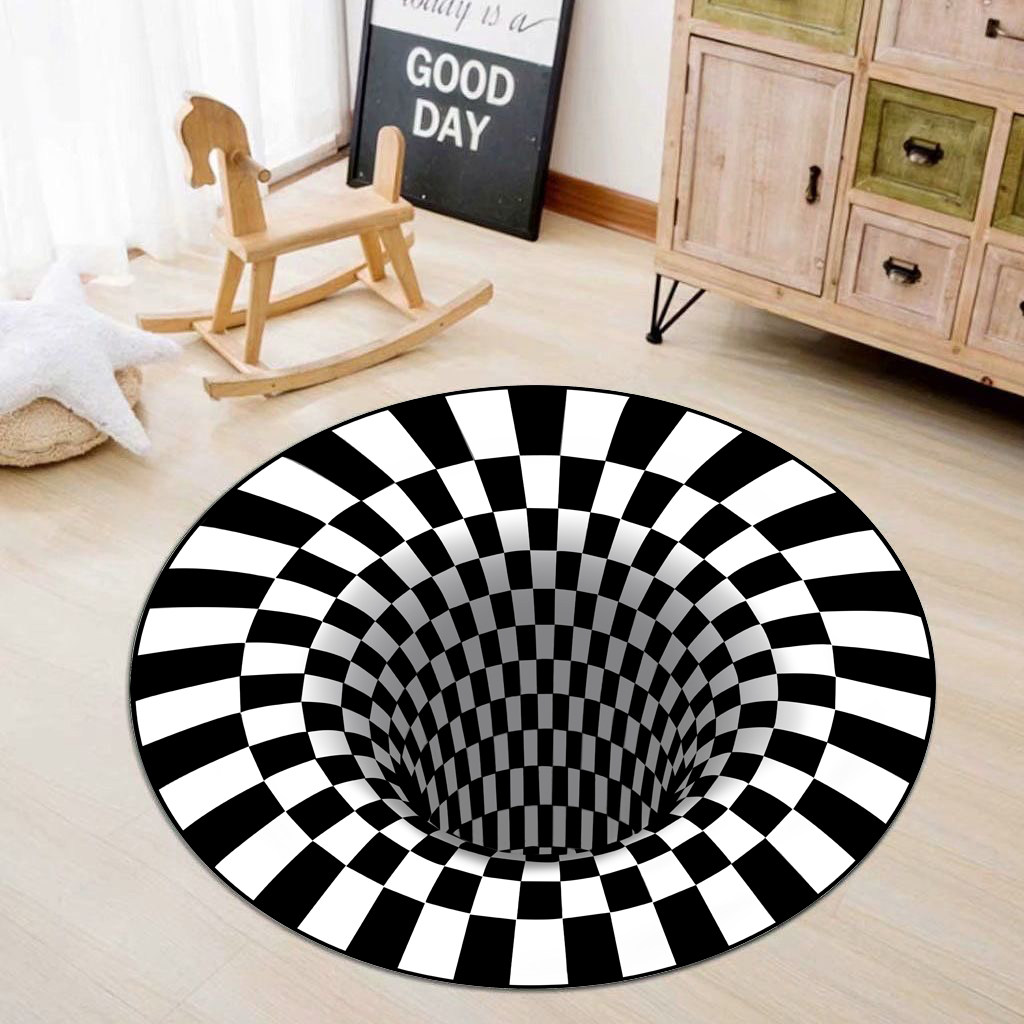 眩晕地毯3D错觉2022新款视觉地毯网红同款圆形地垫客厅茶几毯家用