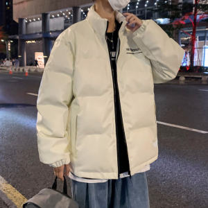 港风棉衣男PU皮棉服21年新款宽松面包服立领冬装棉袄M2102-P6105图片