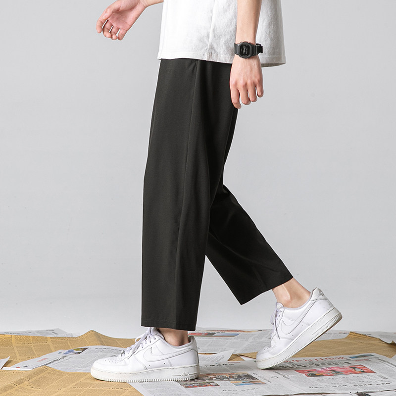 冰丝夏季季男士速干休闲裤潮流九分裤男宽松百搭直筒K21-P19,男装休闲裤,星座815-2