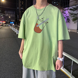 夏季新款男士百搭休闲复古印花潮大码宽松圆领短袖T恤T6602-P15，男装T恤，星座815-2