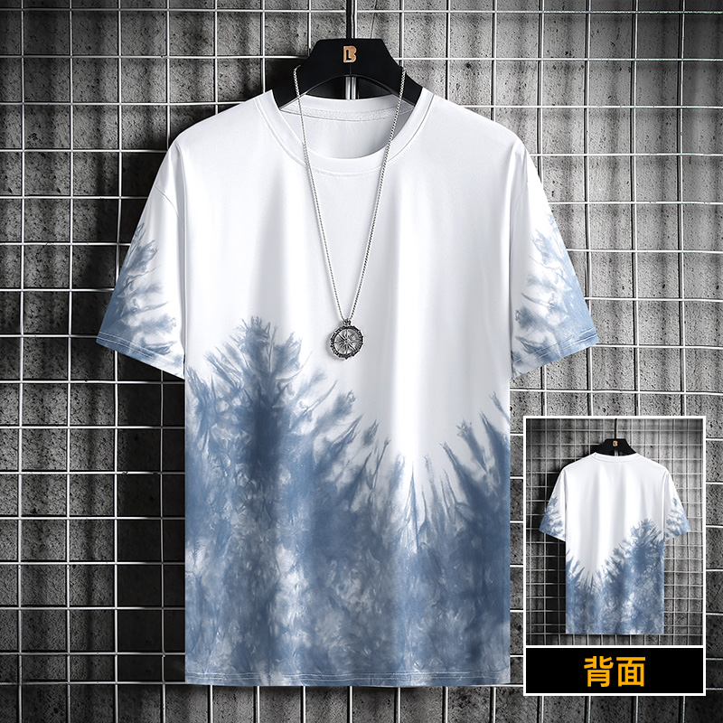 Mesh summer new loose Japanese Hong Kong tie dye men's and women's trend short sleeve shirt