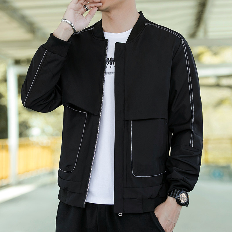 夹克男2023秋冬新款韩版棒球服外套修身男士衣服青年J837-P28图片
